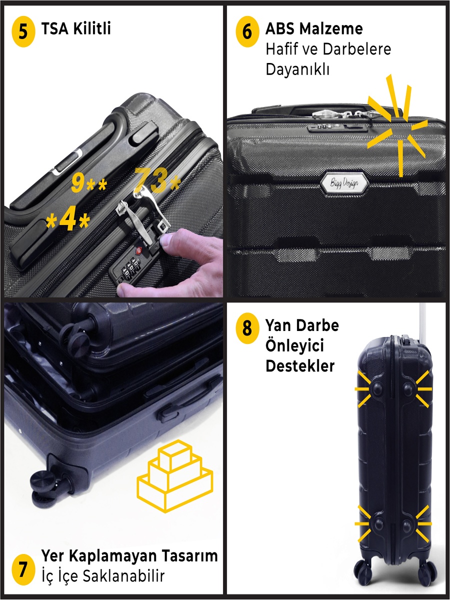 3-Piece Luggage Set, Black (20/24/28inch)