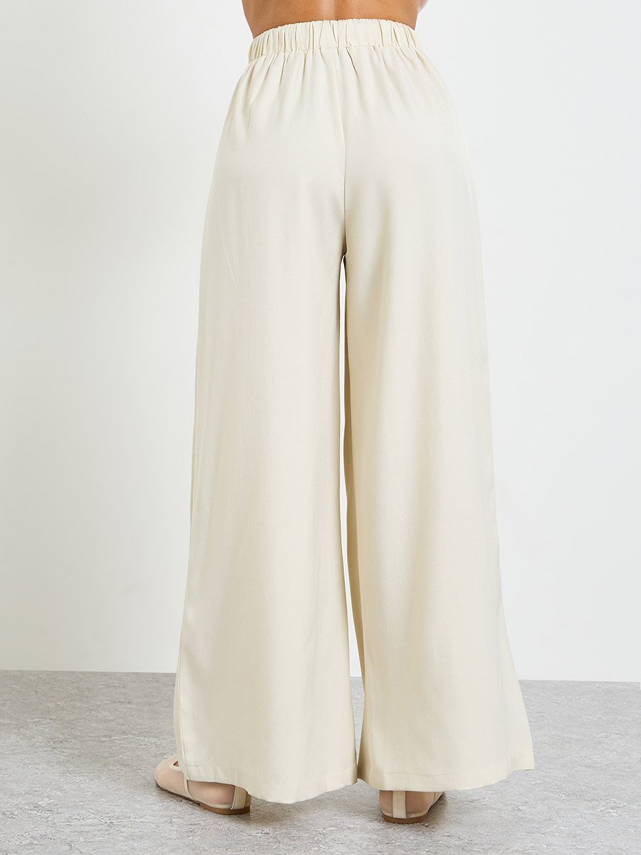 Beige Wide Leg Pants