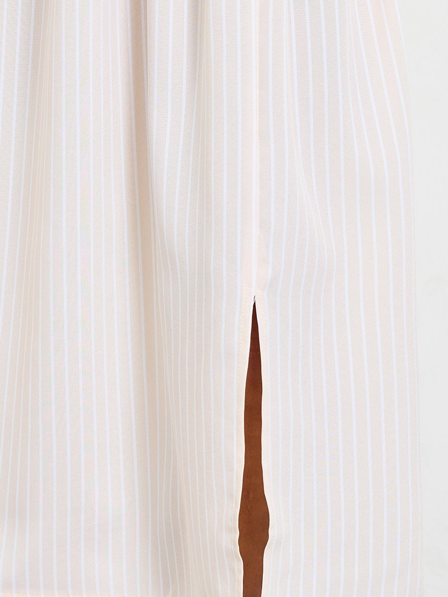 Womens Beige A-Line Midi Skirt