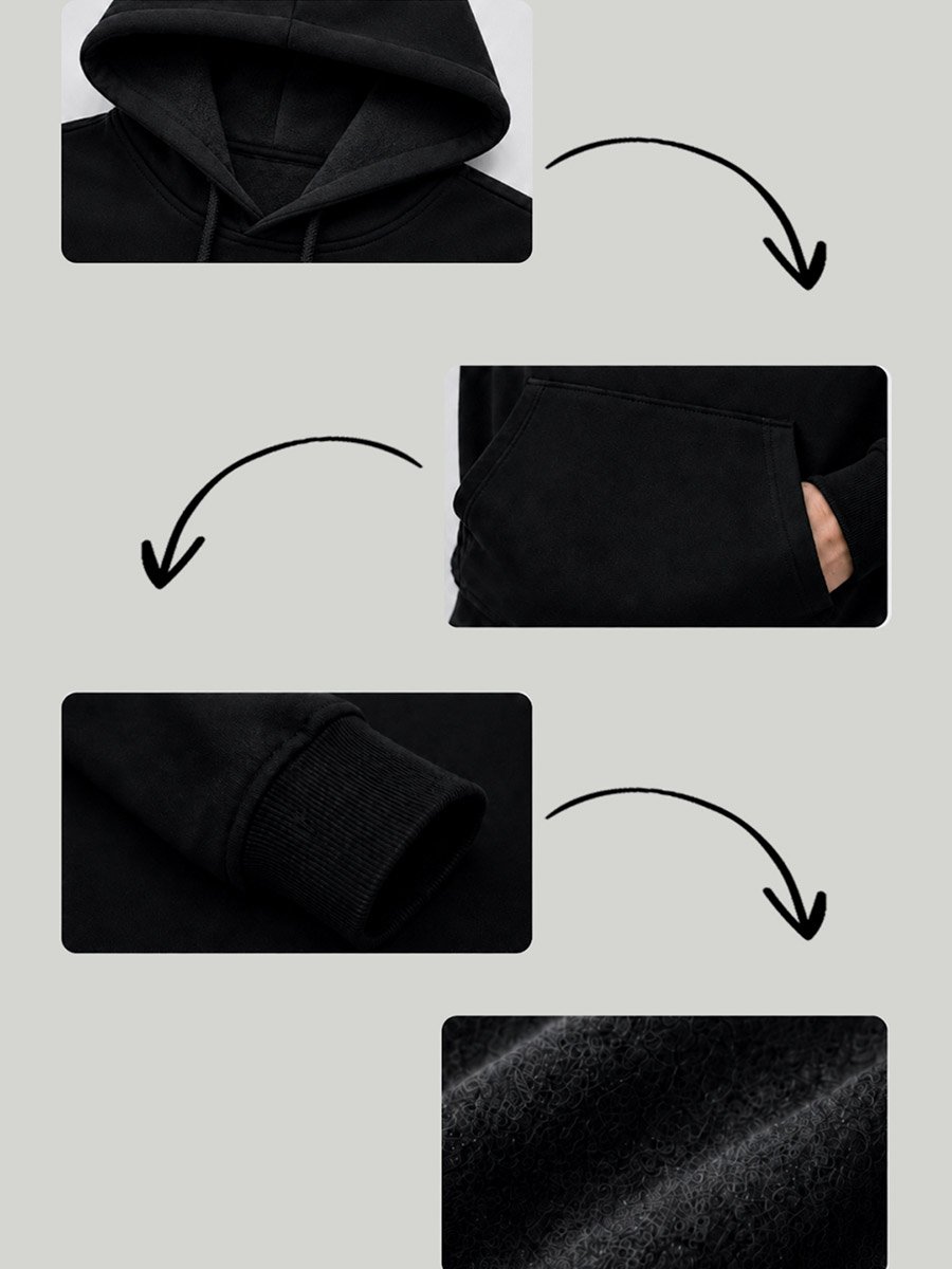 Black Plain Pullover Hoodie