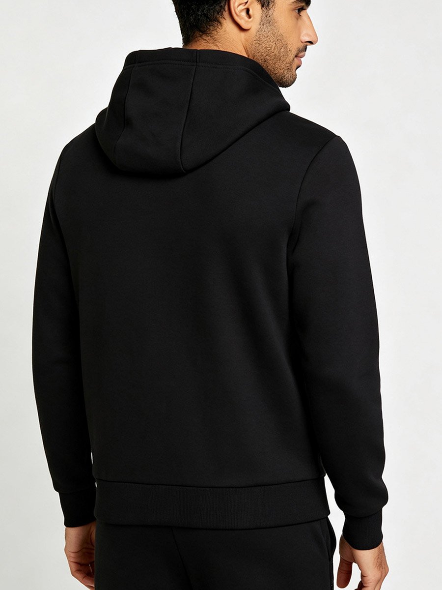 Black Zip-Up Plain Hoodie