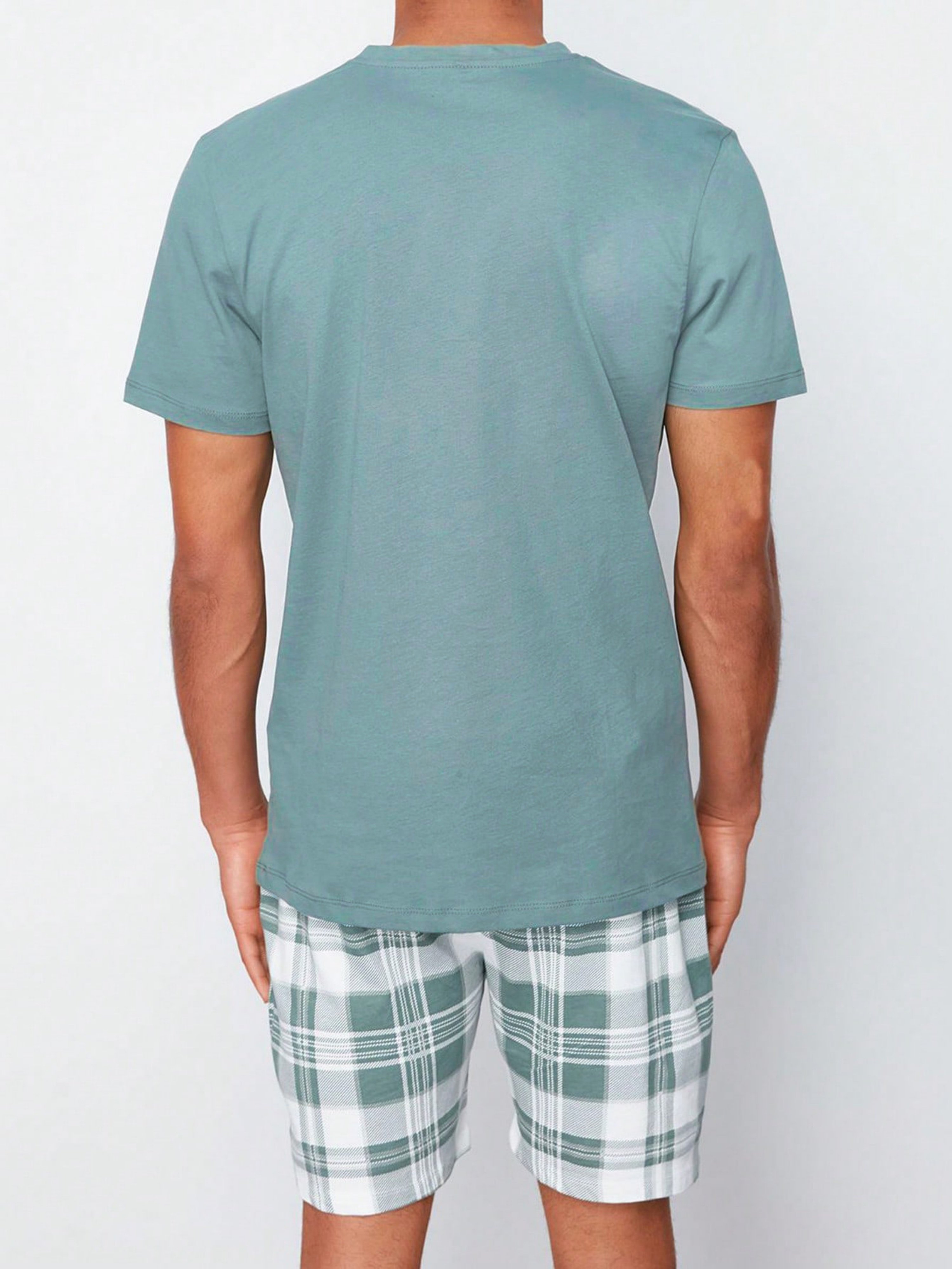 Multi-Color Graphic Print T-Shirt and Checked Short Pyjama Set