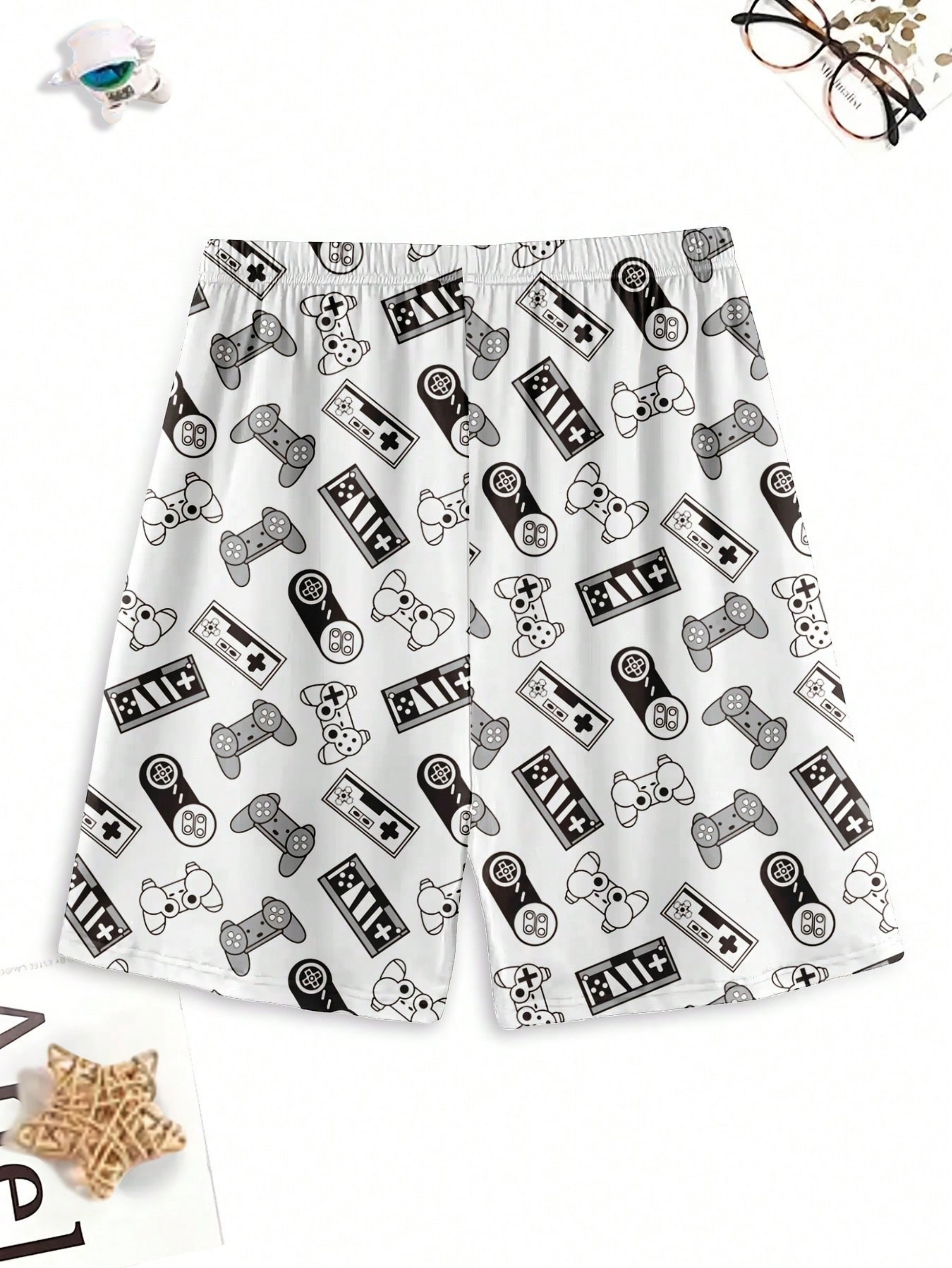 Multi-Color Graphic Print T-Shirt and Shorts Pyjama Set 