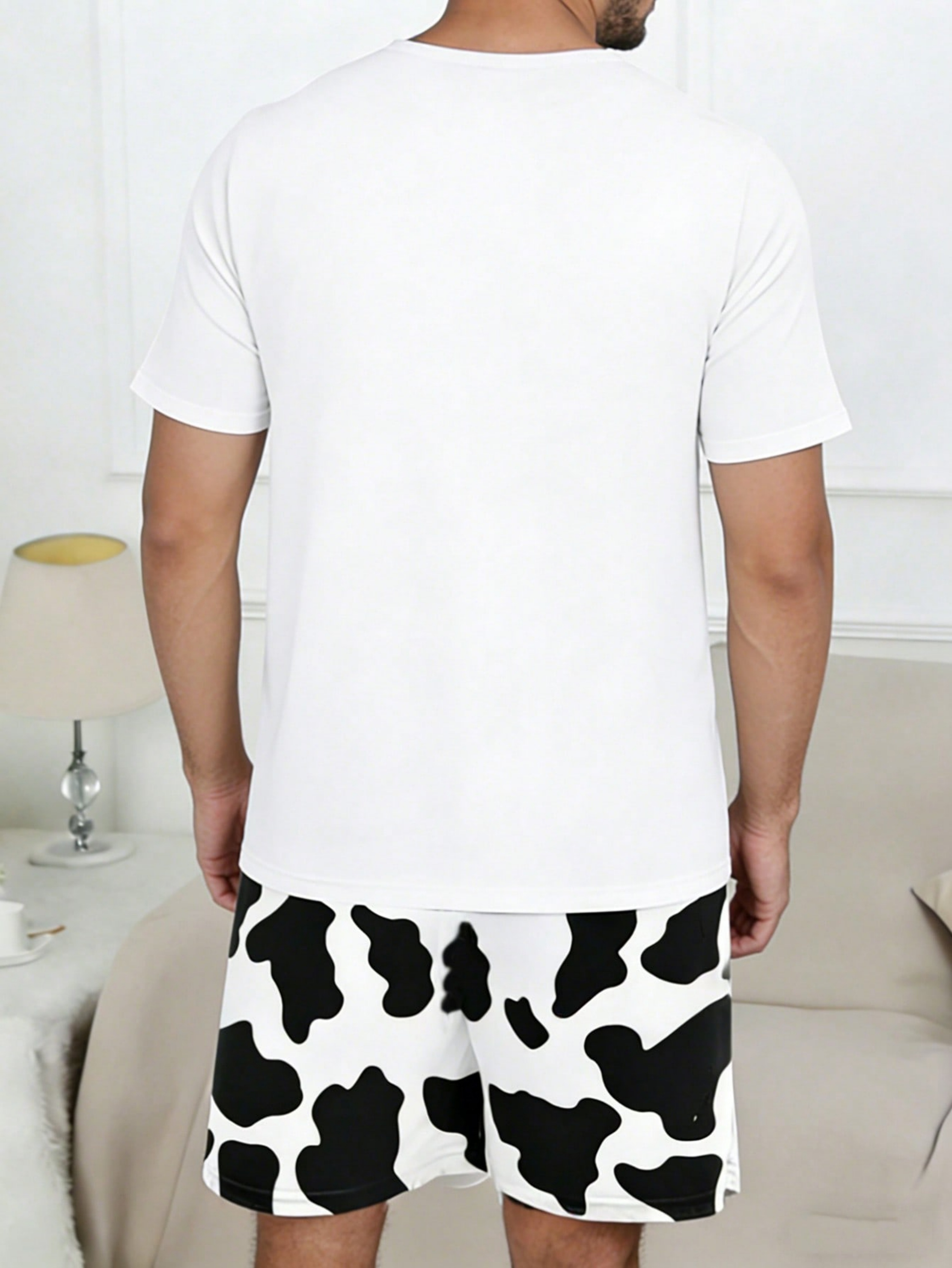 White Graphic Print T-Shirt and Shorts Pyjama Set