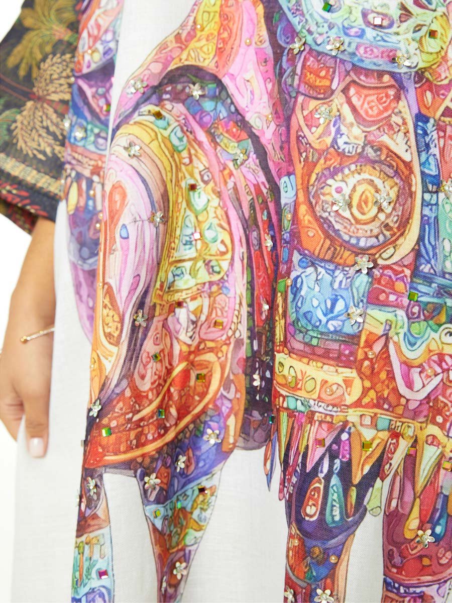 Desert Bloom Maxi Kaftan with Camel Art