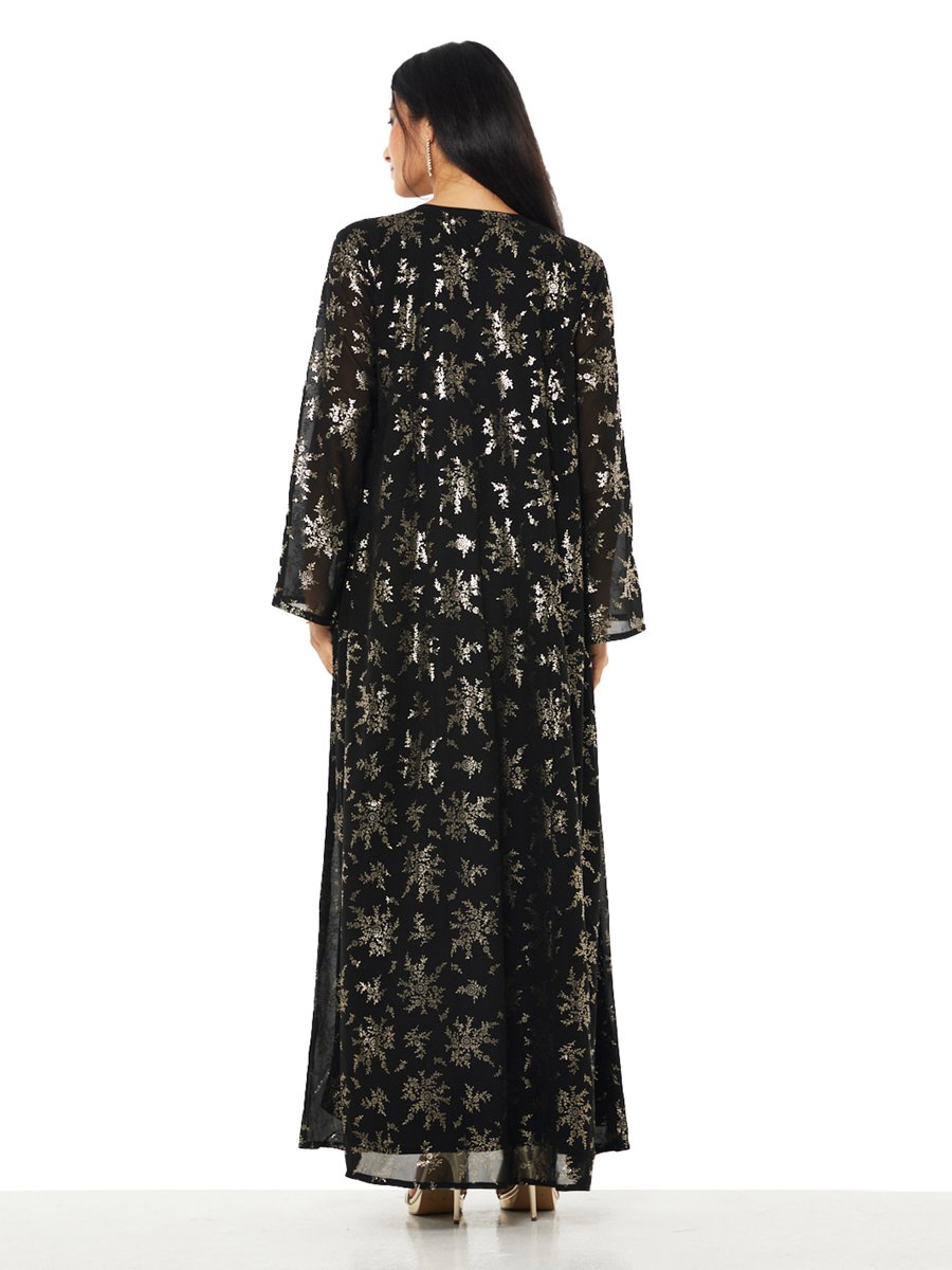 Black and Gold A-Line Maxi Jalabiya