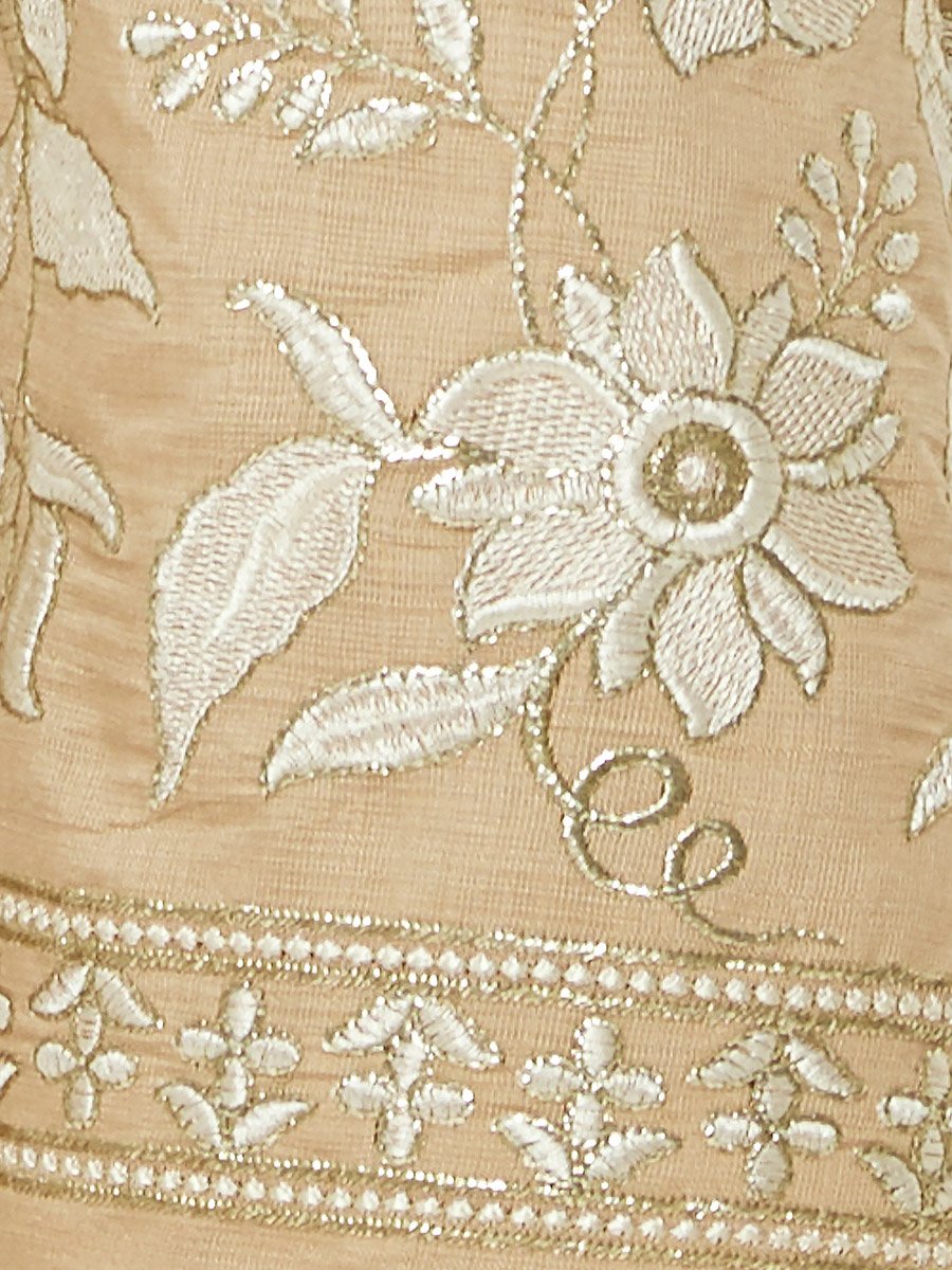 Beige Floral Embroidered Maxi Jalabiya