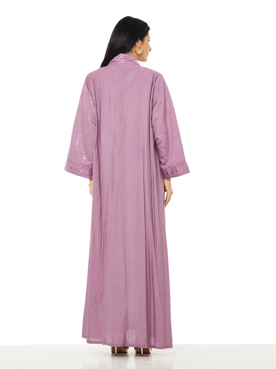 Purple A-Line Embroidered Maxi Jalabiya