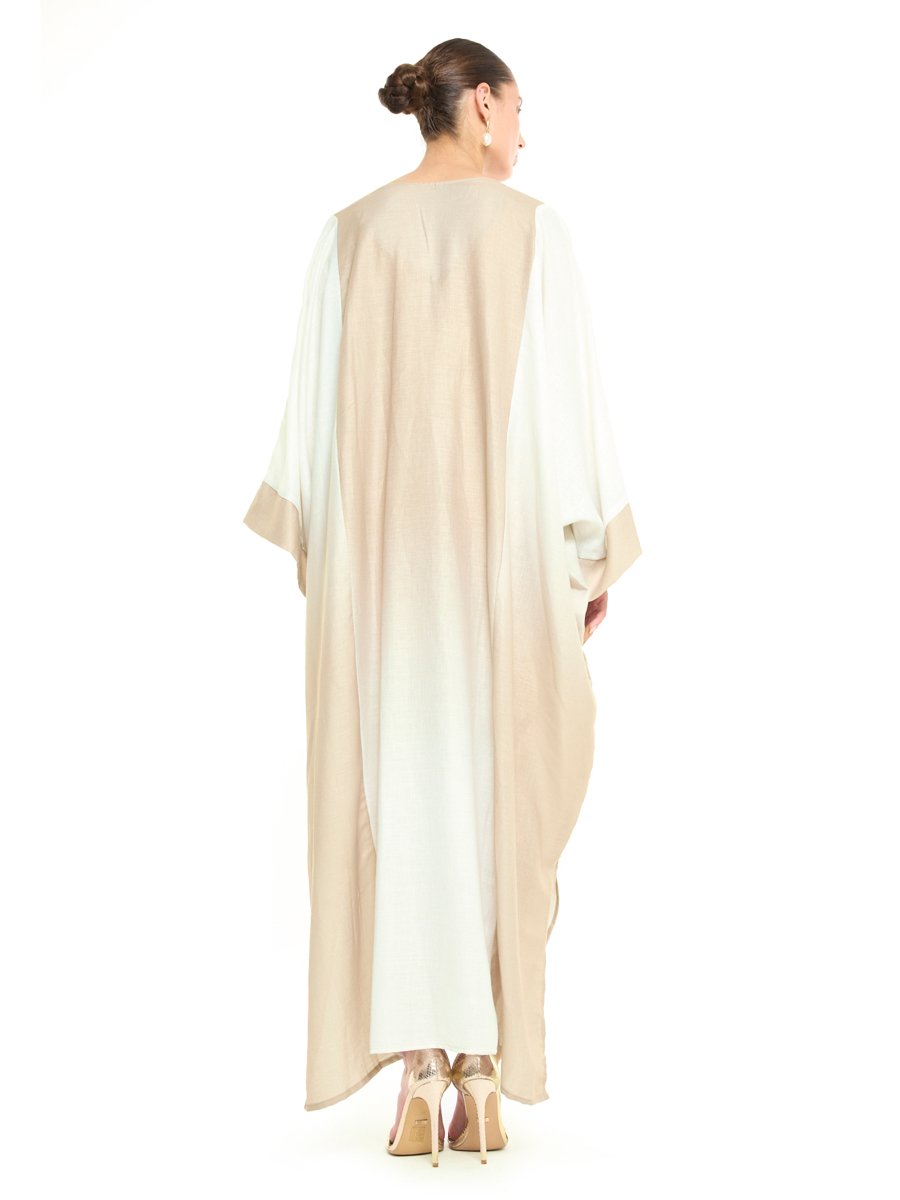 Cream A-Line Maxi Jalabiya with Embroidery