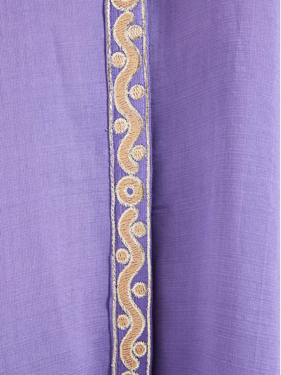 Purple A-Line Maxi Jalabiya with Intricate Cuff Embroidery