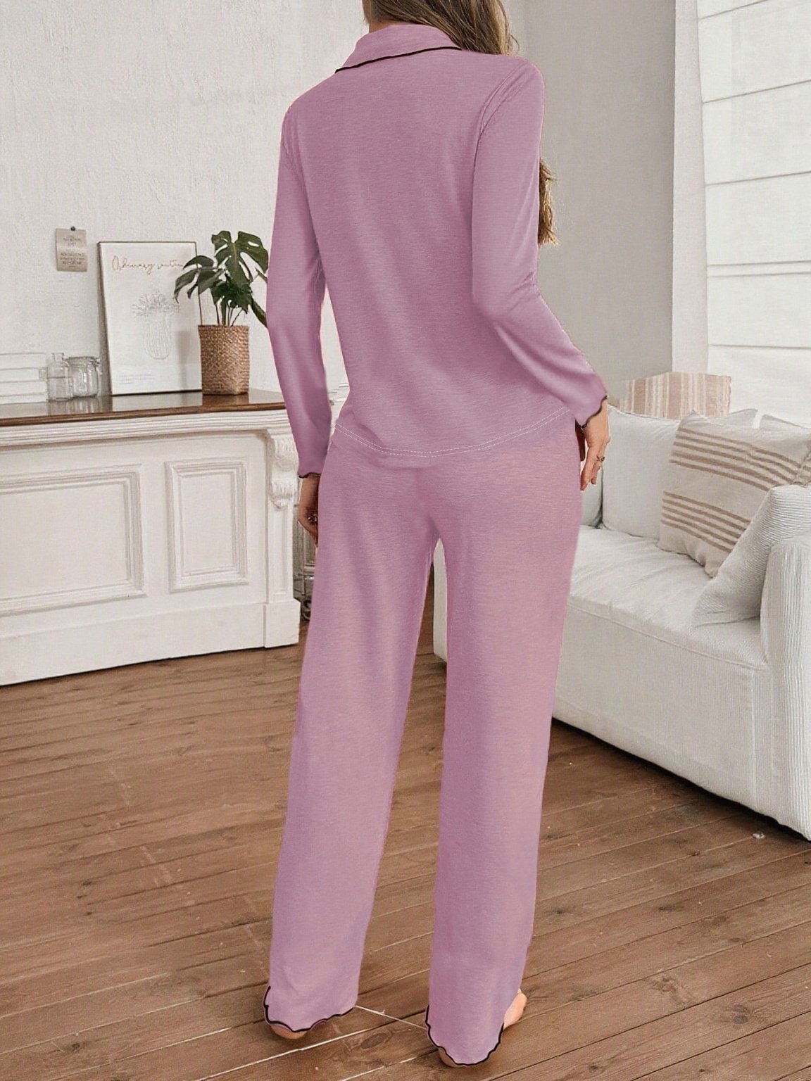 Light Pink Knitted Long Sleeve Pajama Set