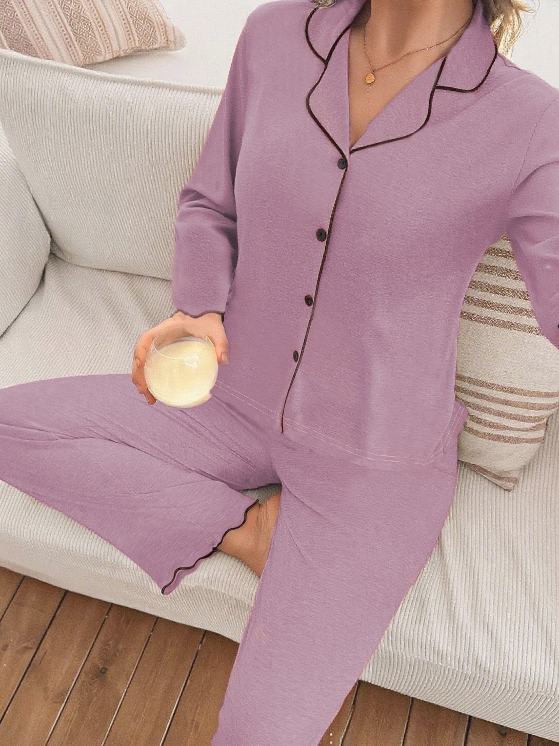 Light Pink Knitted Long Sleeve Pajama Set