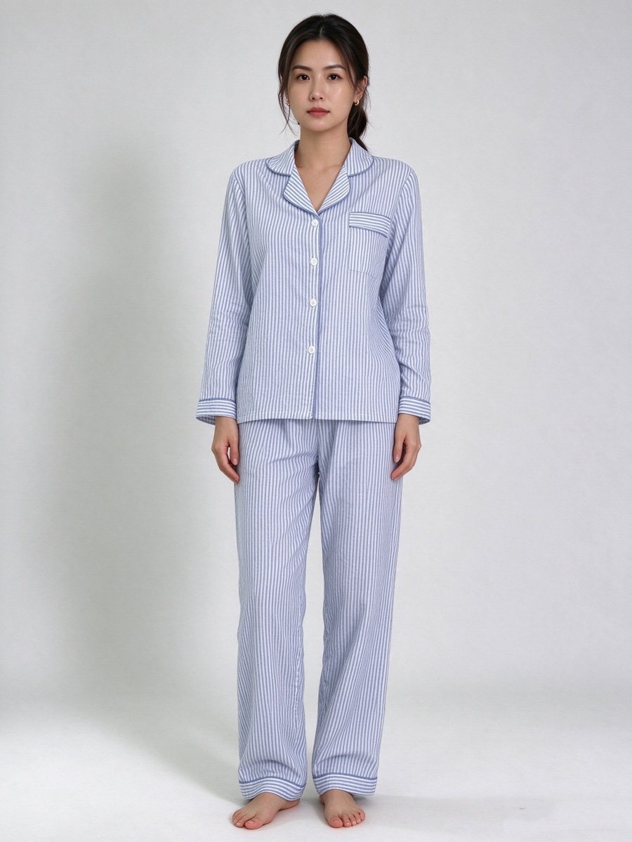 Striped Woven Pyjama Set