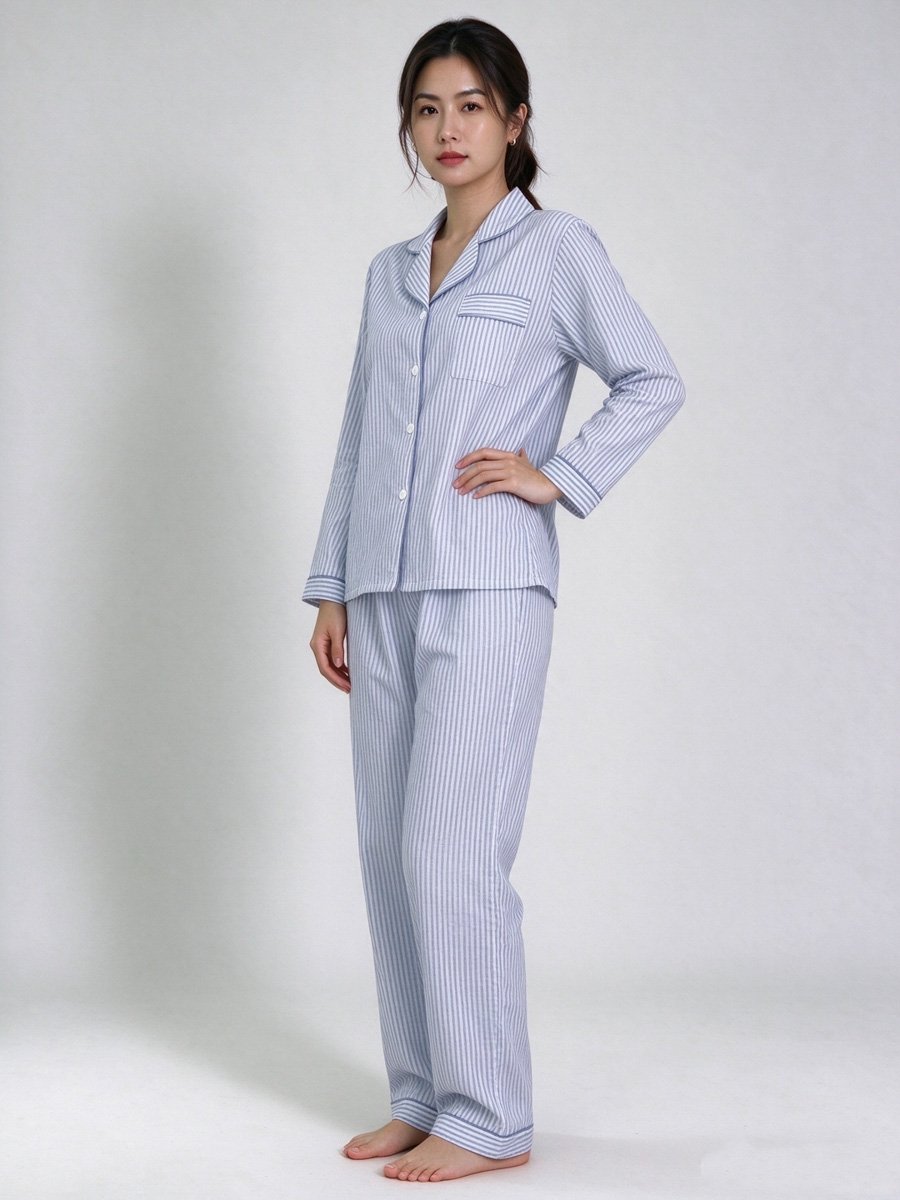 Striped Woven Pyjama Set