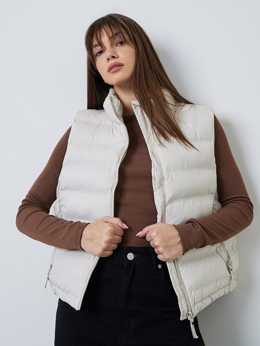 Off White Short Length Padded Gilet