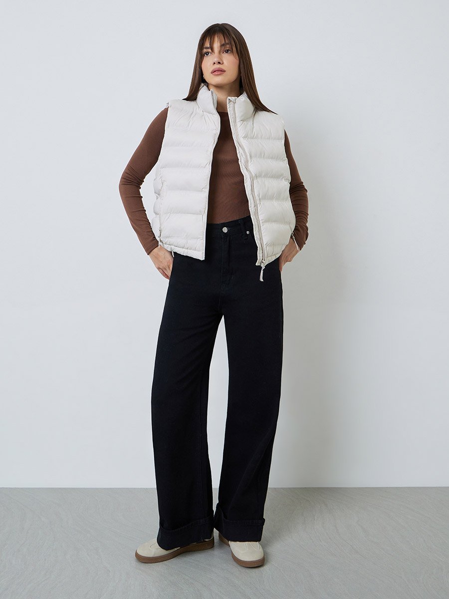 Off White Short Length Padded Gilet