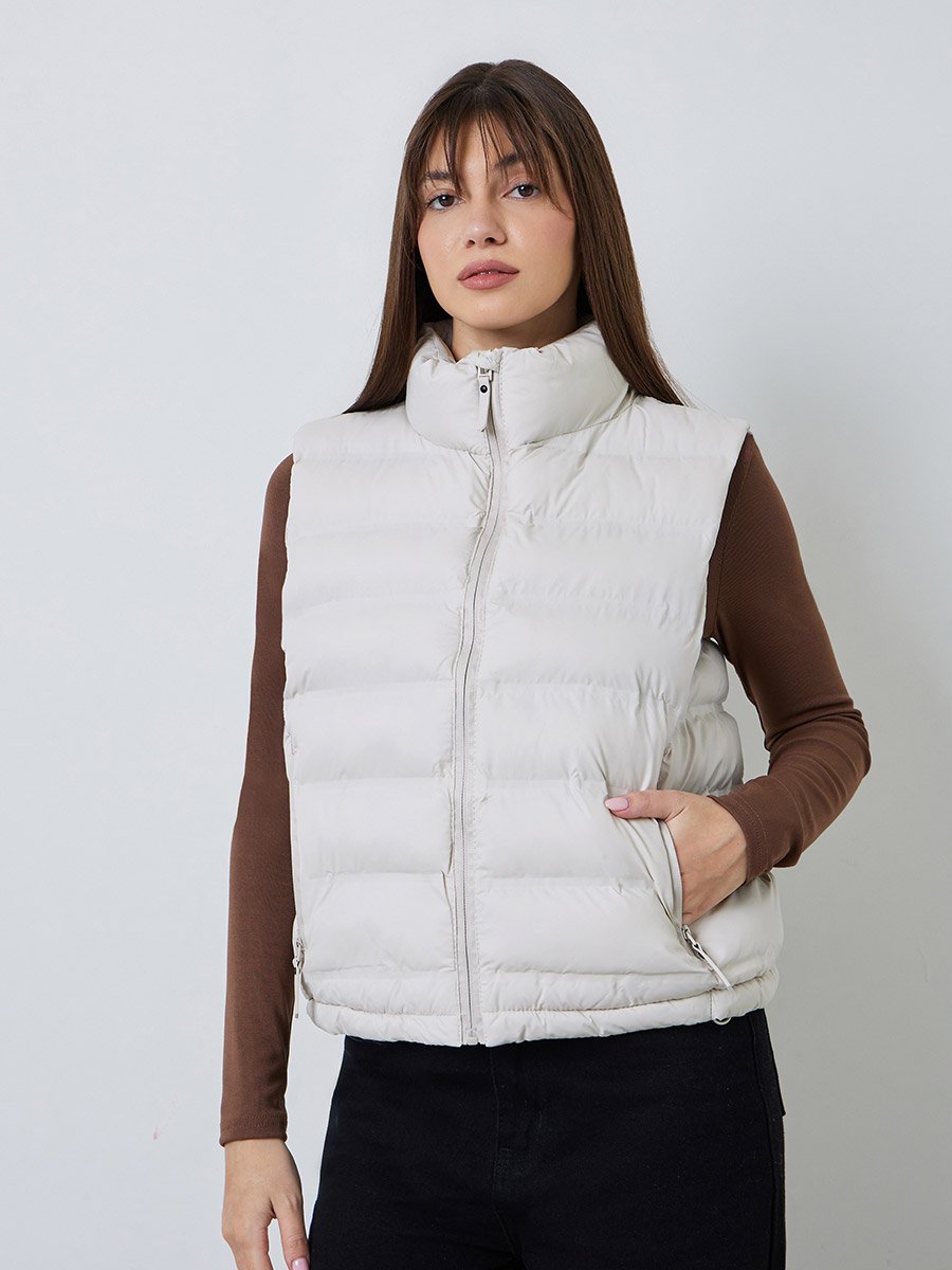 Off White Short Length Padded Gilet