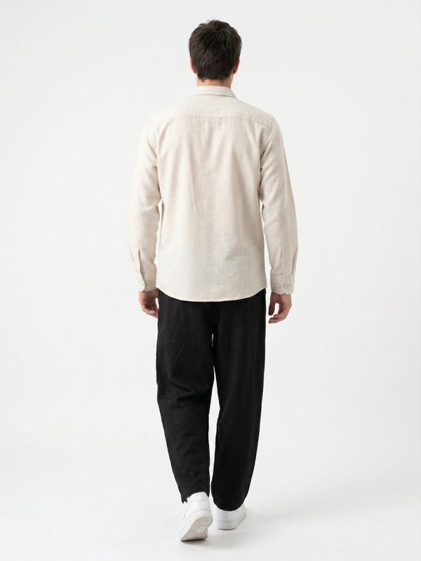 Mens Off-White Graphic Embroidered Casual Shirt with Spread Collar