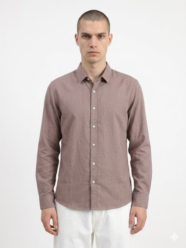 Plain Dusty Pink Spread Collar Shirt - Pure Cotton