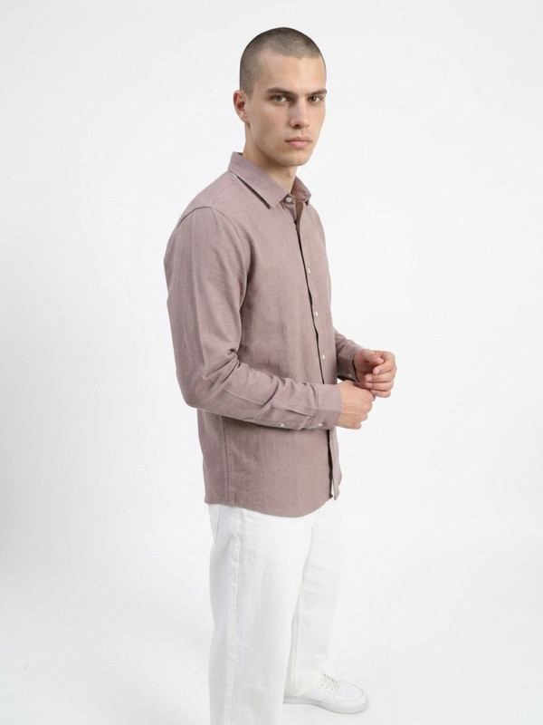 Plain Dusty Pink Spread Collar Shirt - Pure Cotton
