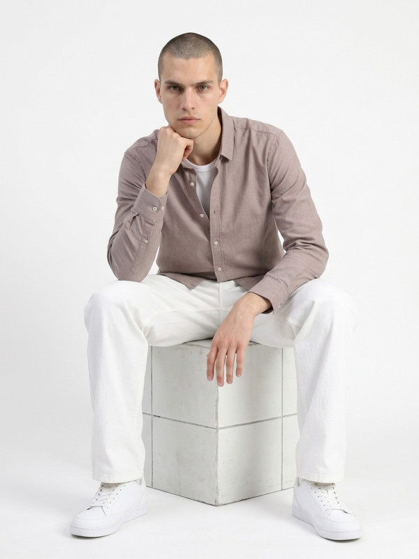 Plain Dusty Pink Spread Collar Shirt - Pure Cotton