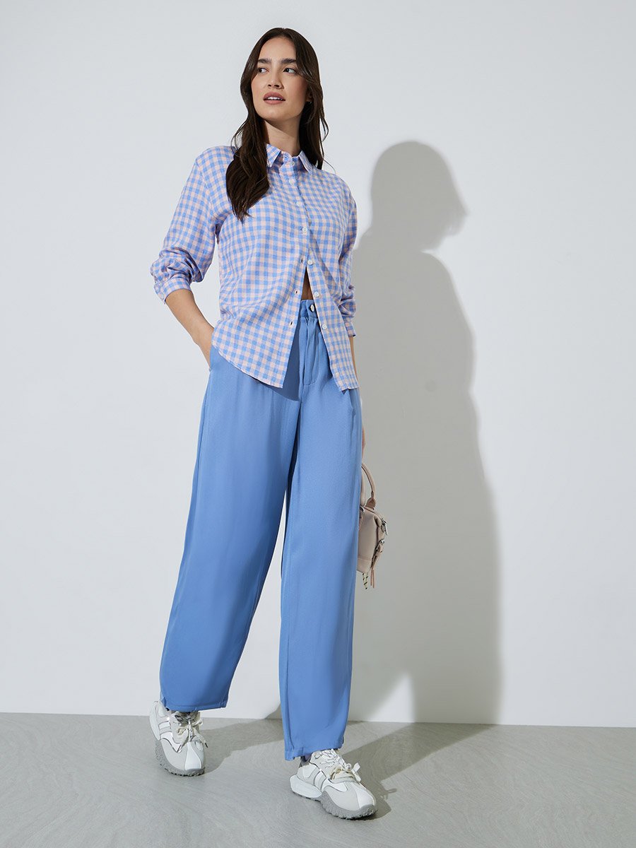 Multi-Color Gingham Check Long Sleeve Shirt