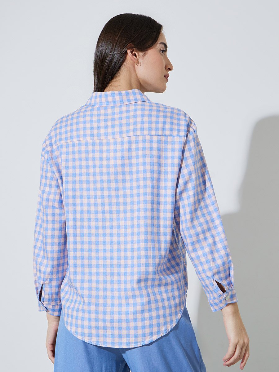 Multi-Color Gingham Check Long Sleeve Shirt