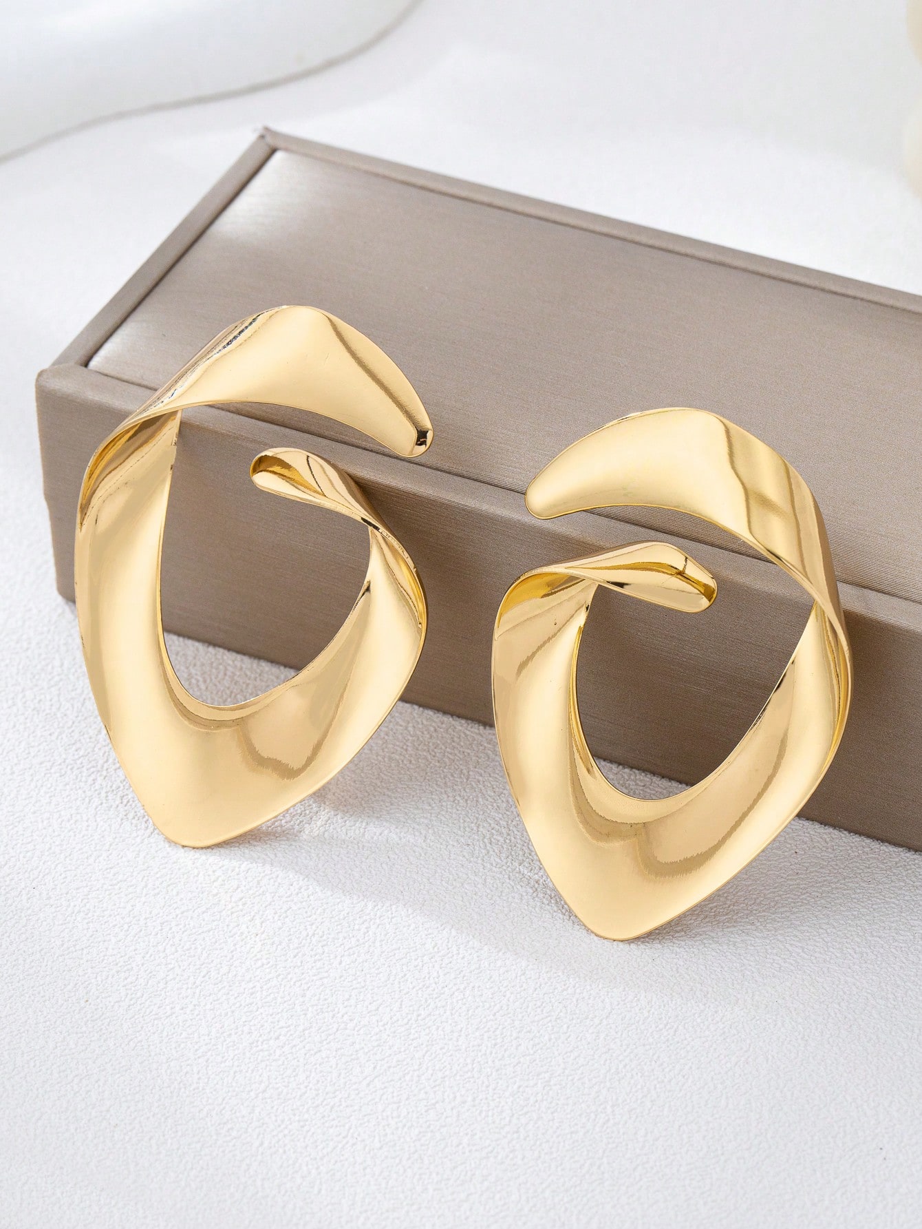 Gold Irregular Hoop Earrings for Women - Casual Statement Jewelry