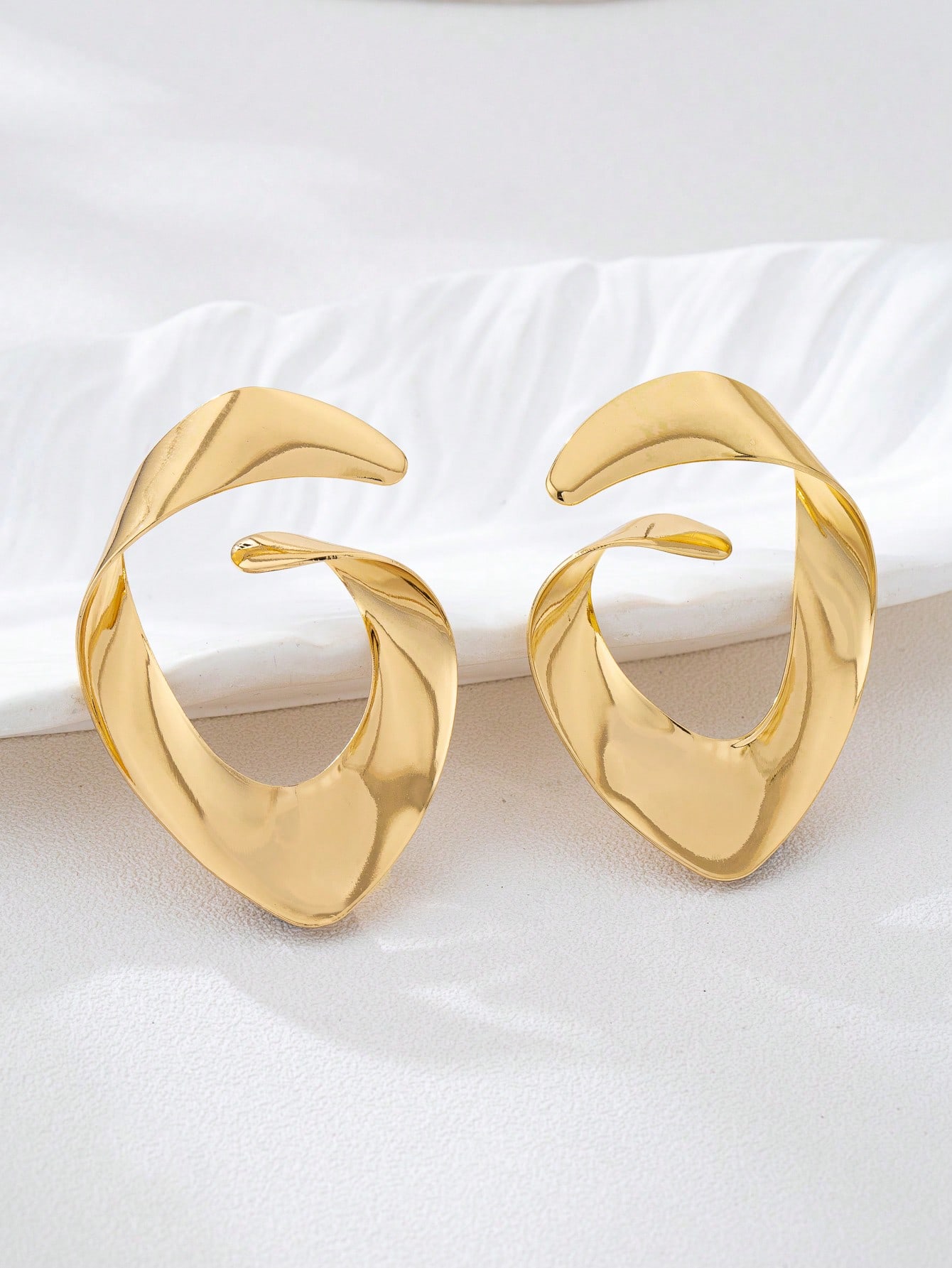 Gold Irregular Hoop Earrings for Women - Casual Statement Jewelry