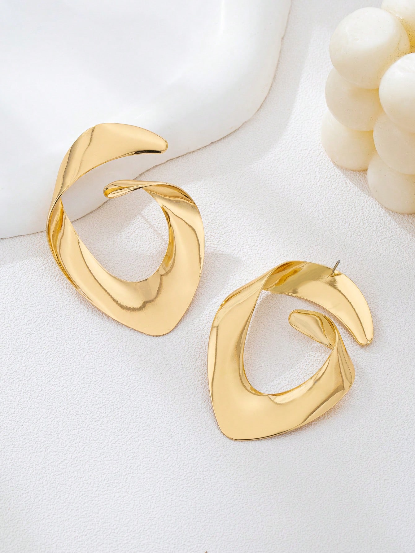 Gold Irregular Hoop Earrings for Women - Casual Statement Jewelry