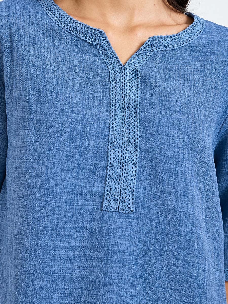 Blue Short Sleeve Blouse
