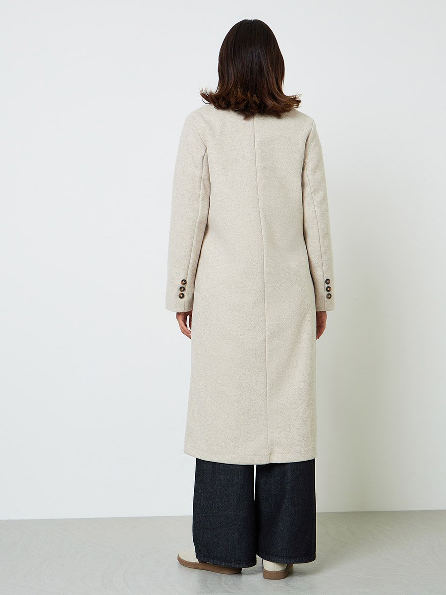Beige Midi Wrap Coat