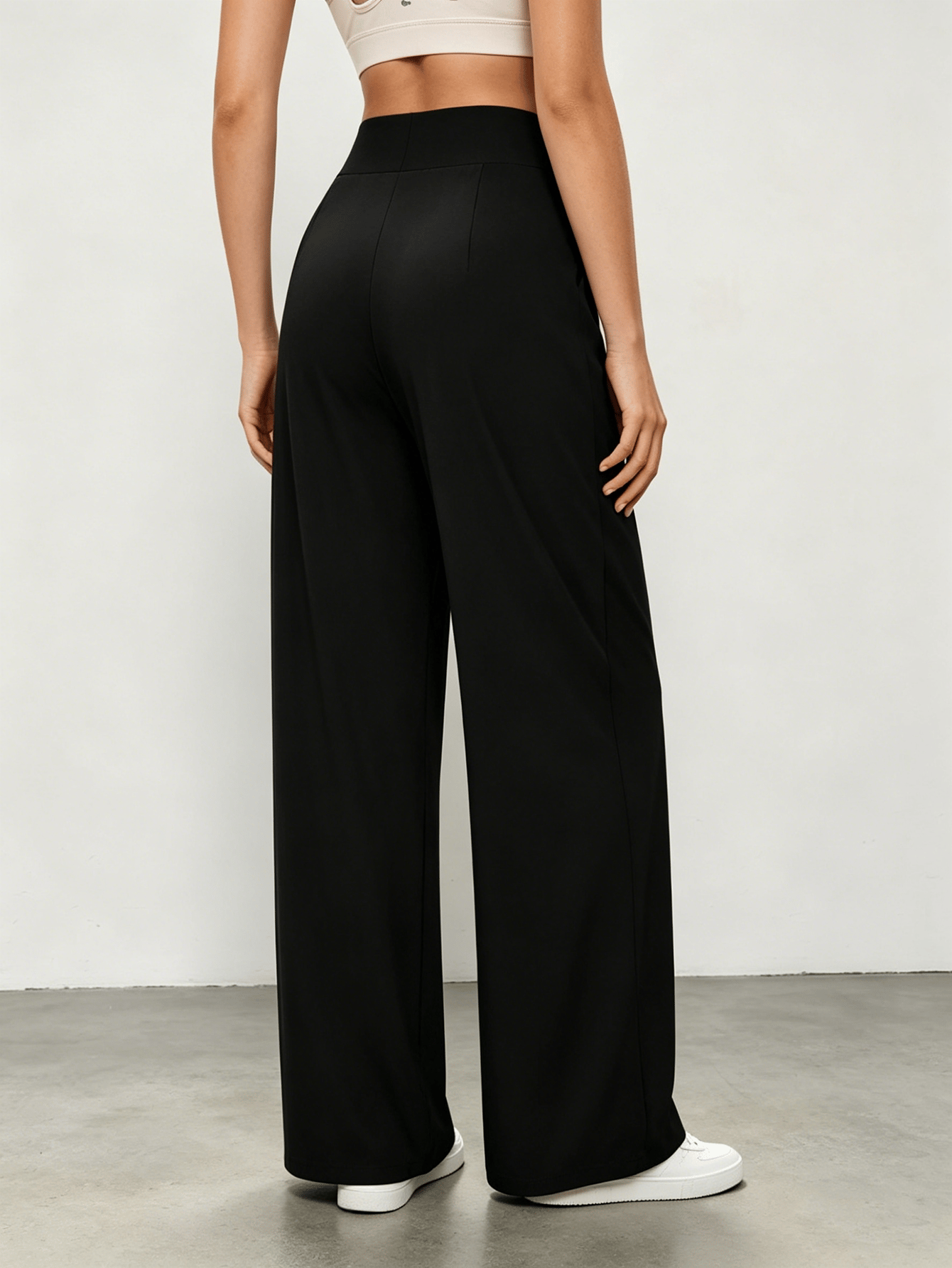 Black High Rise Wide Leg Pants