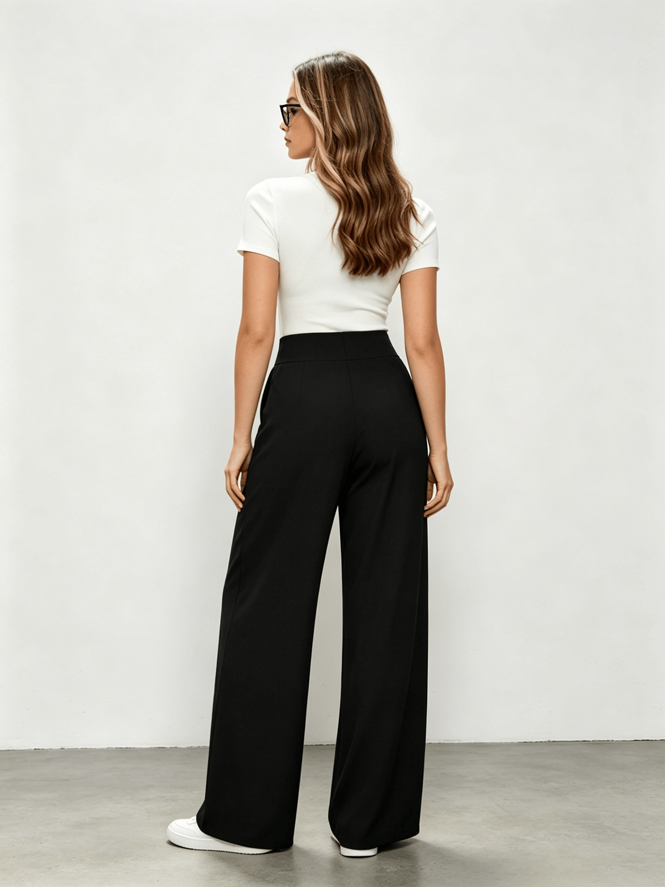 Black High Rise Wide Leg Pants