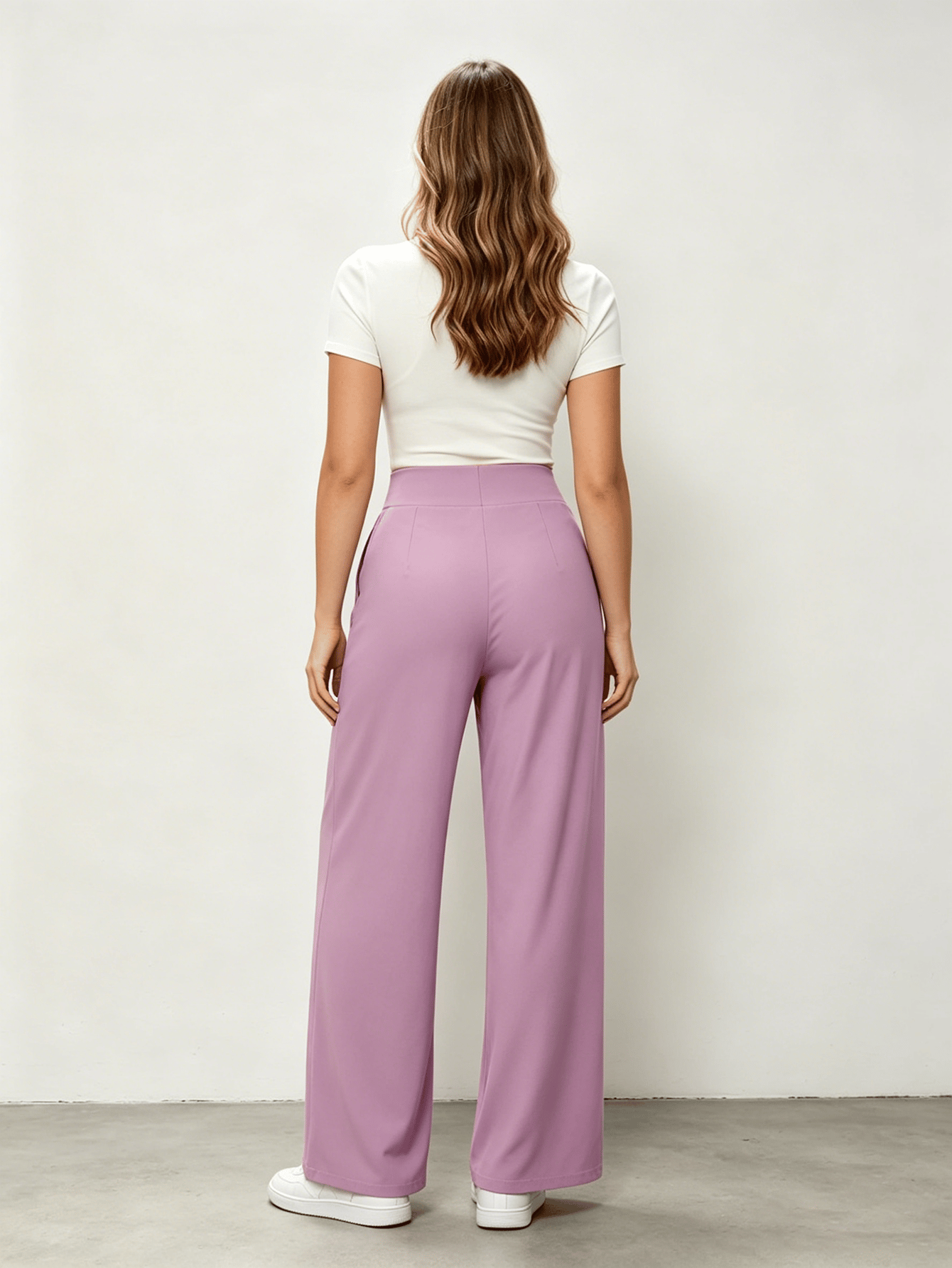 Pink High Rise Wide Leg Pants
