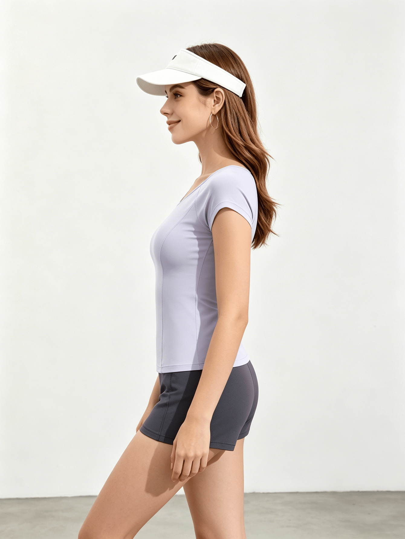 Purple Form-Fitting Short Sleeve Top and Shorts Set