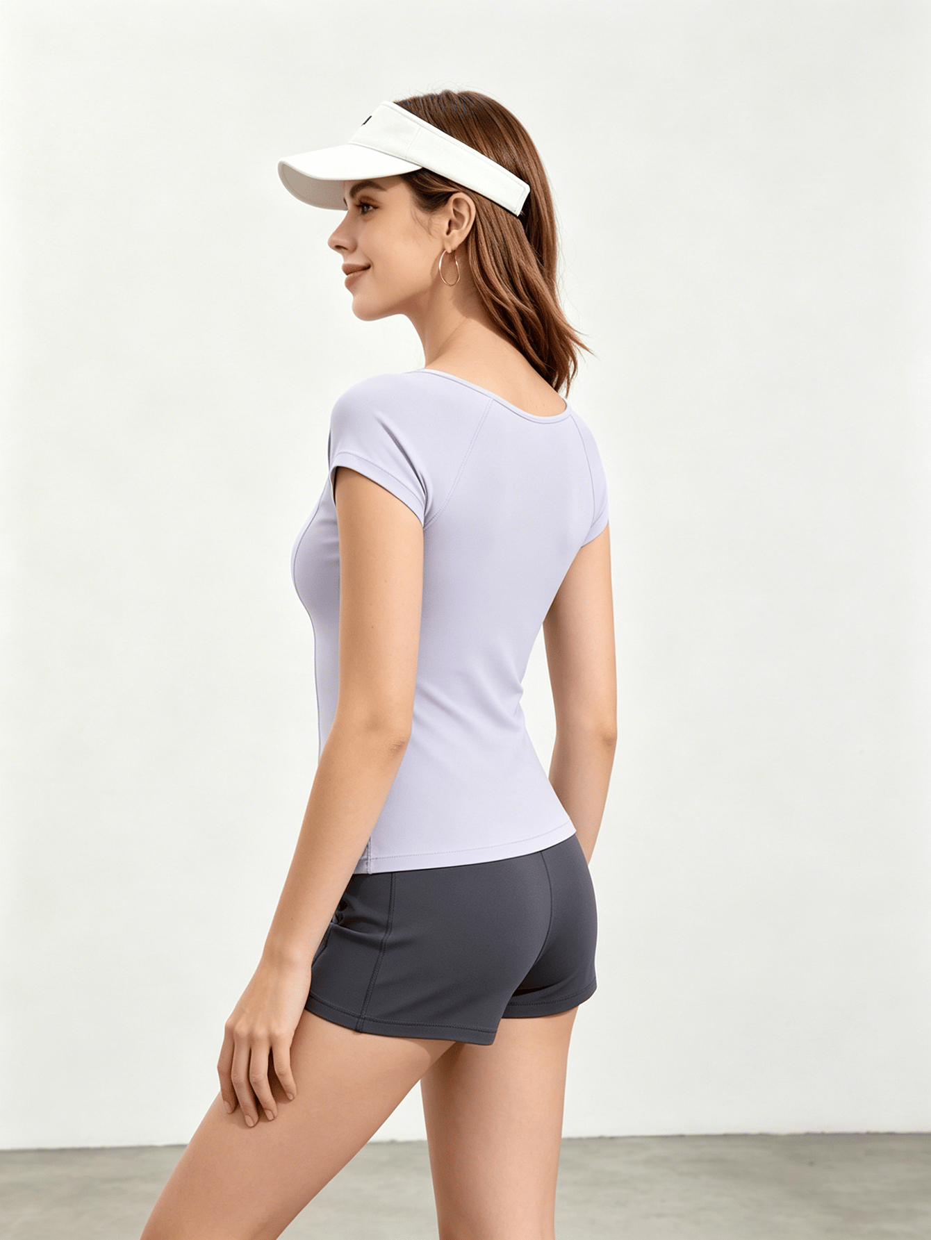 Purple Form-Fitting Short Sleeve Top and Shorts Set