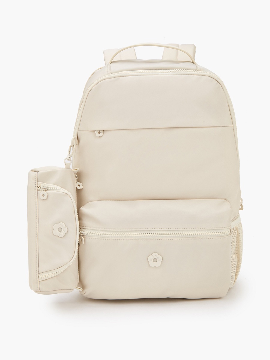 Solid Backpack with Detachable Side Pouch