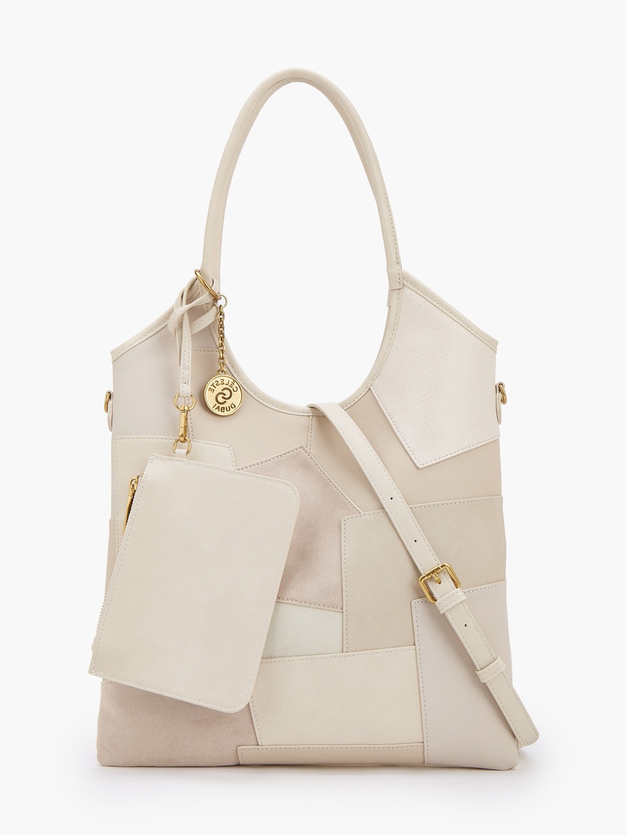 Panelled Tote Bag with Button Closure