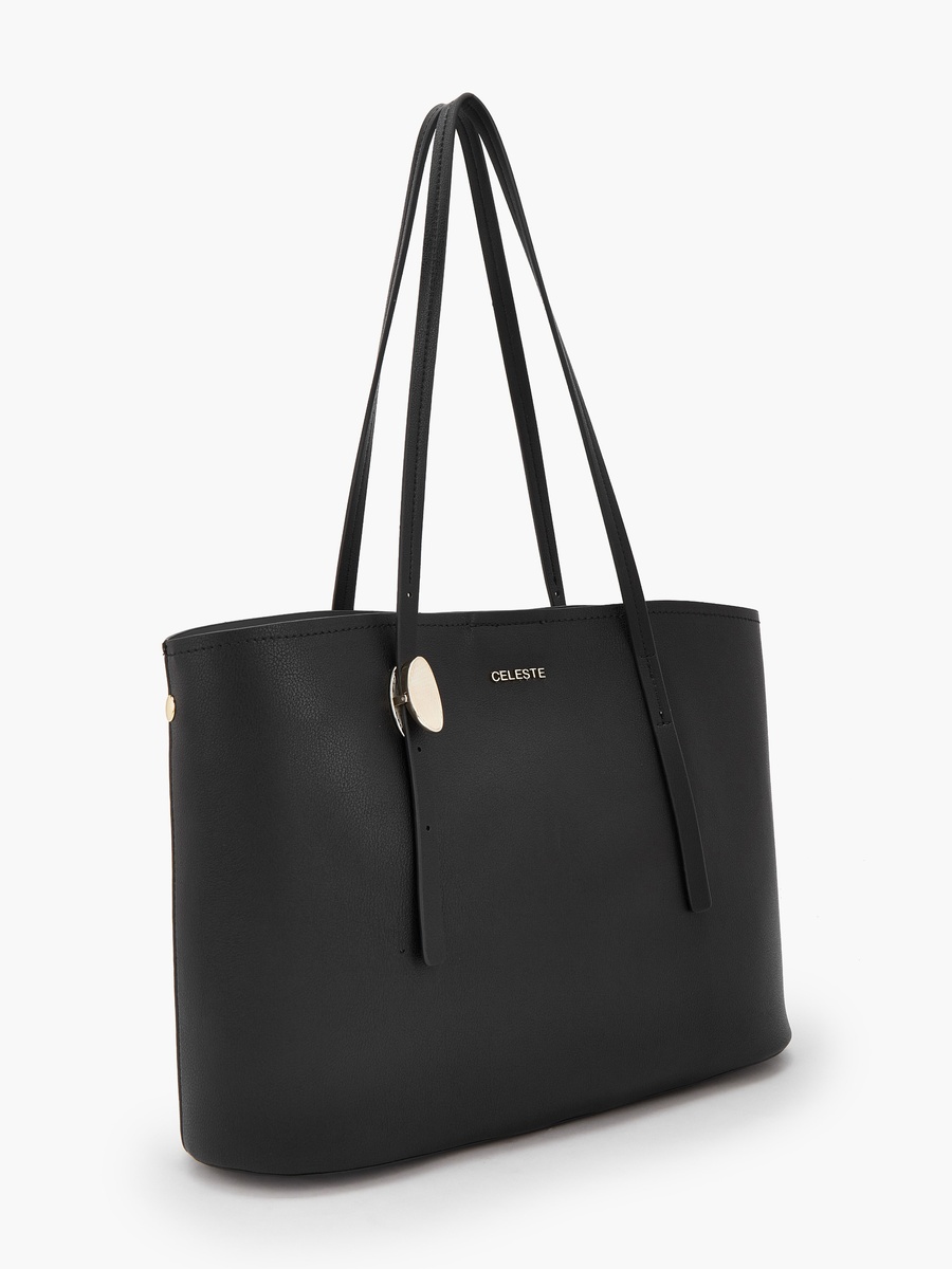 Textured Tote Bag with Button Closure