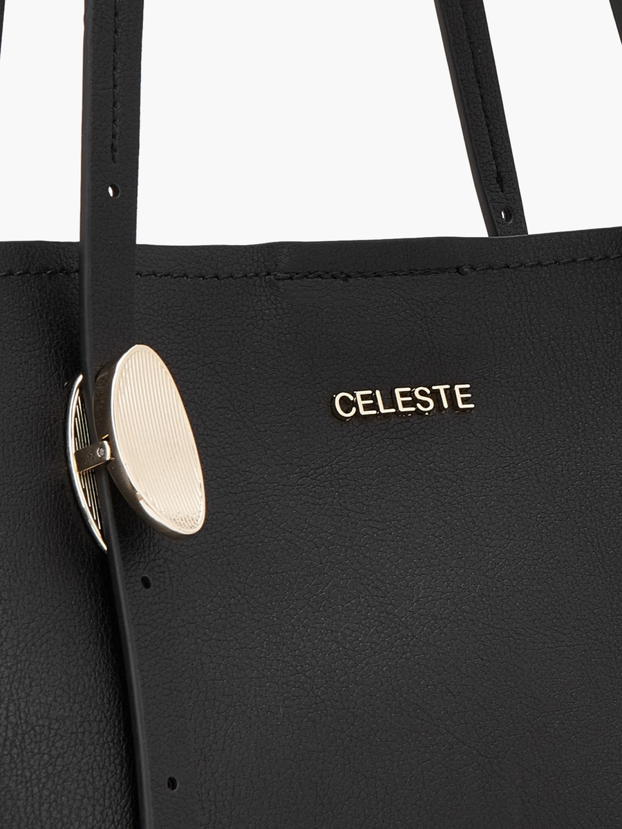 Textured Tote Bag with Button Closure