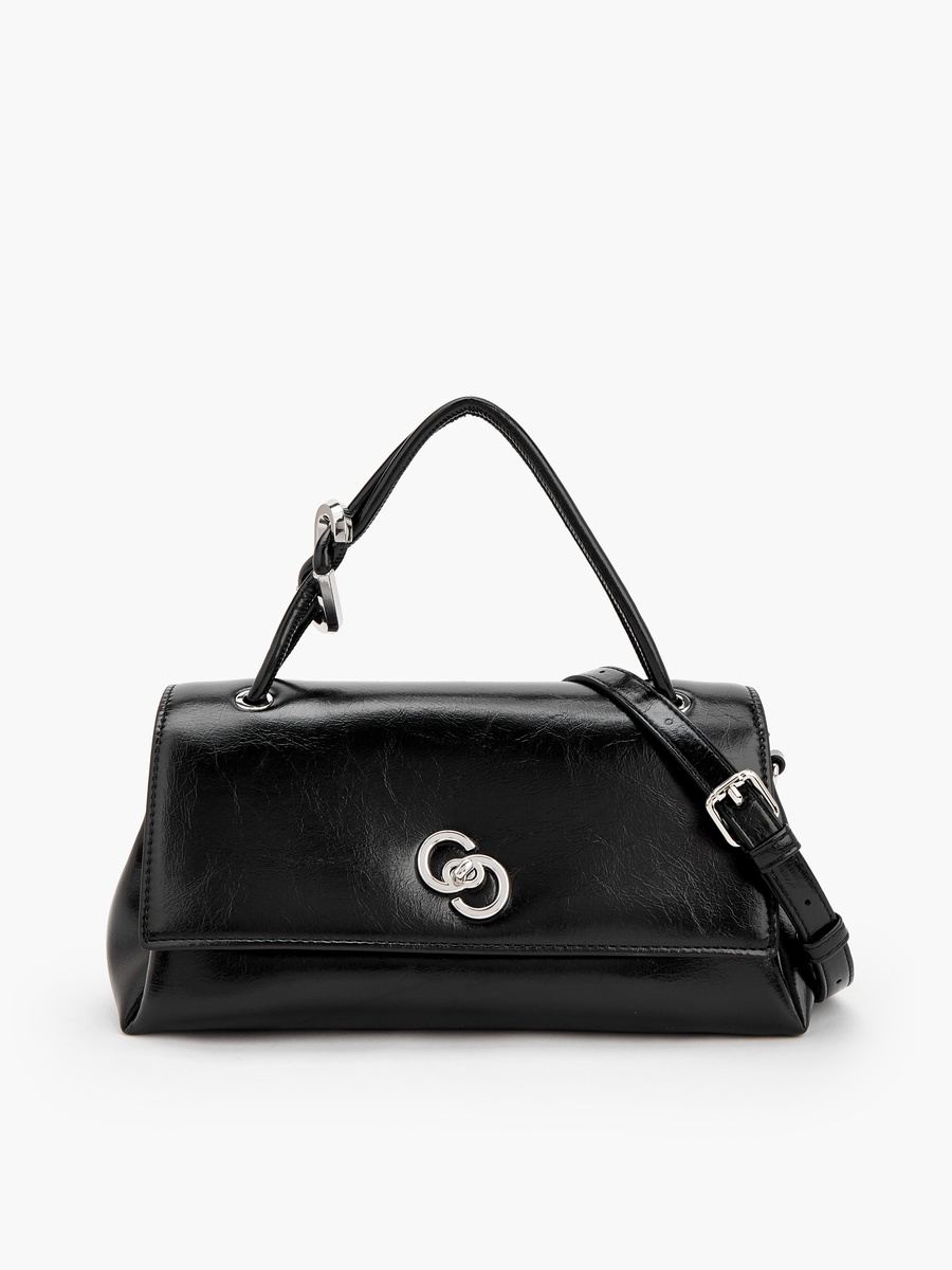 Solid Satchel Bag with Detachable Strap