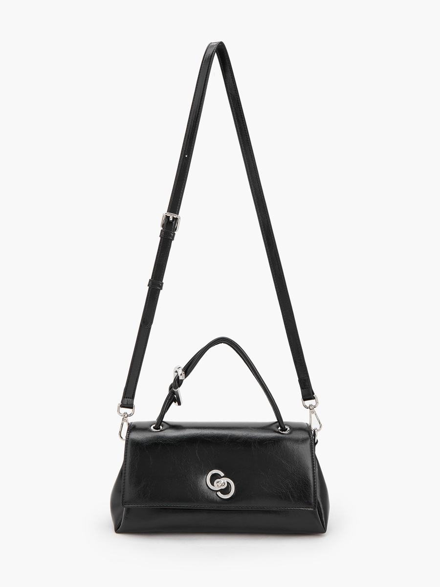 Solid Satchel Bag with Detachable Strap