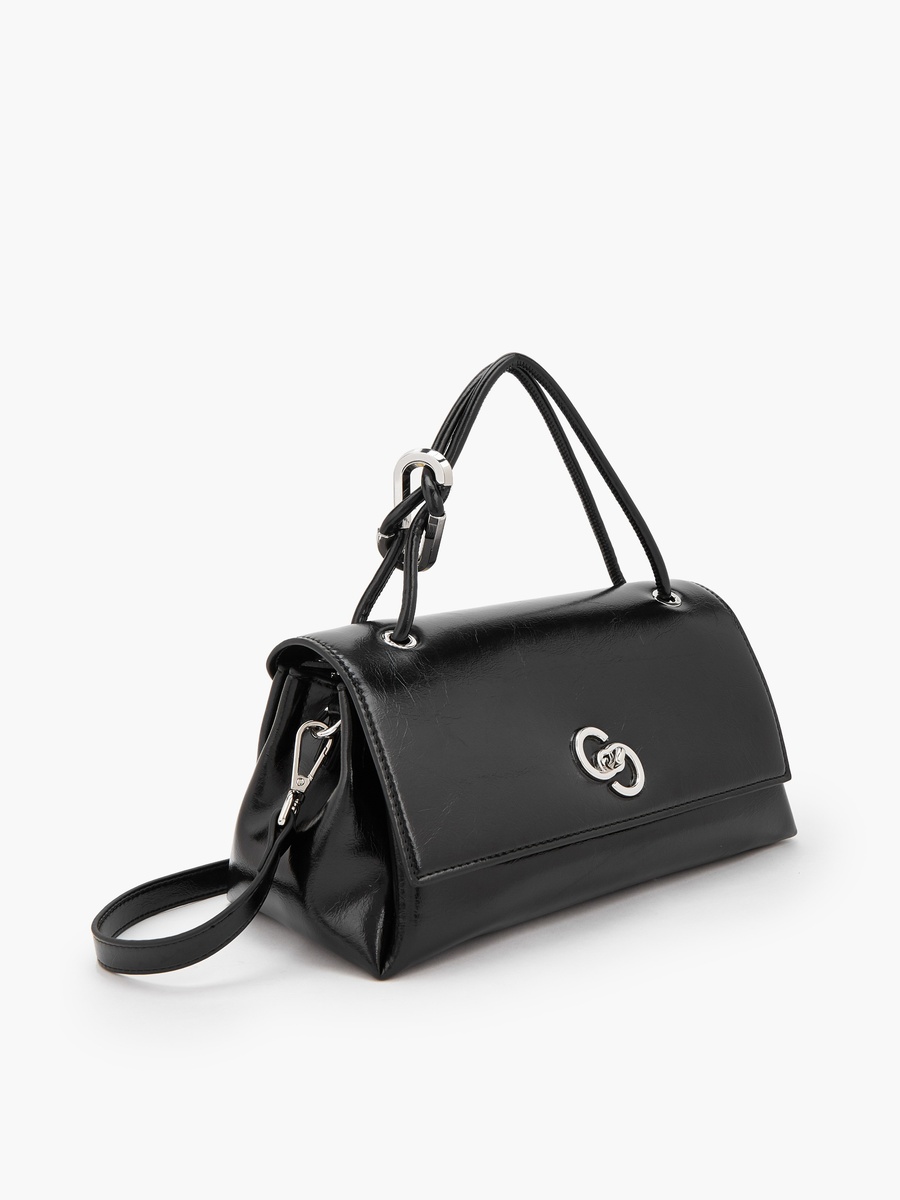 Solid Satchel Bag with Detachable Strap