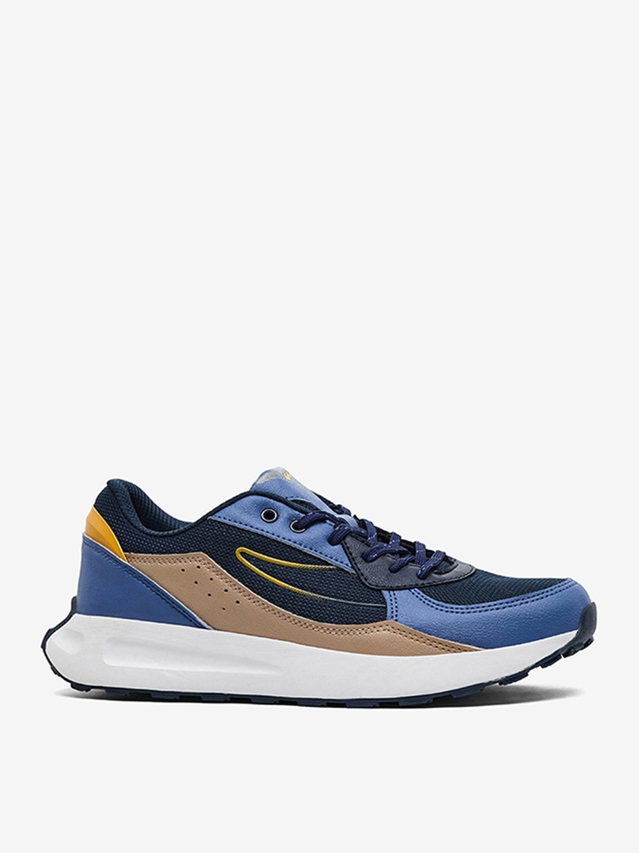 Men Navy Blue Cable Bubble Yoga Max Lace-Up Sneakers