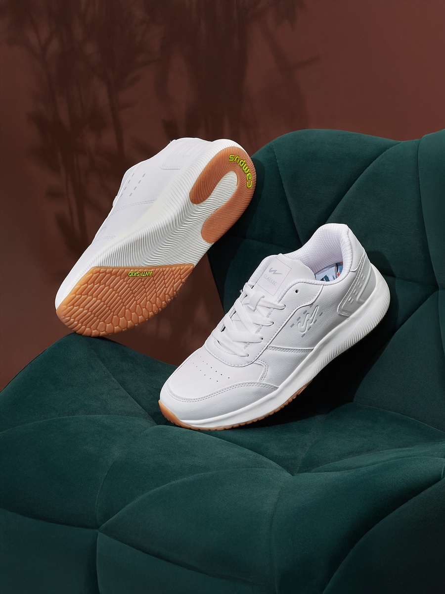 Men White Credit White Motion Massage Lace-Up Sneakers