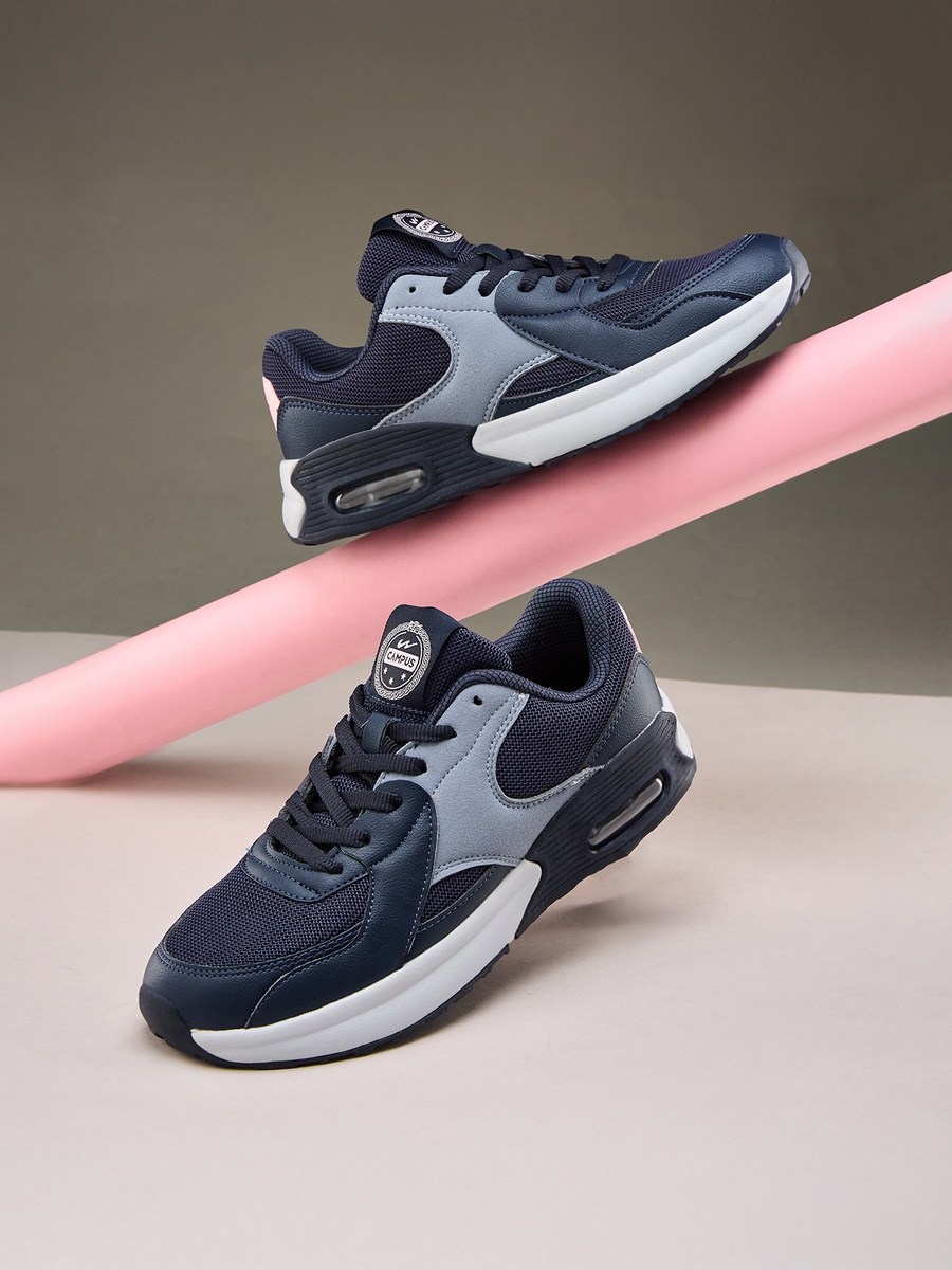 Navy Blue Mystery Memory Foam Lace-Up Sneakers