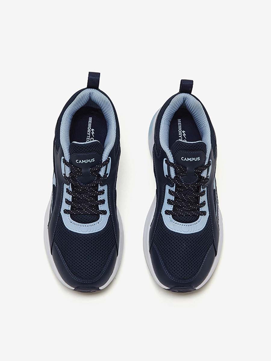 Navy Blue Stream Memory Foam Lace-Up Sneakers