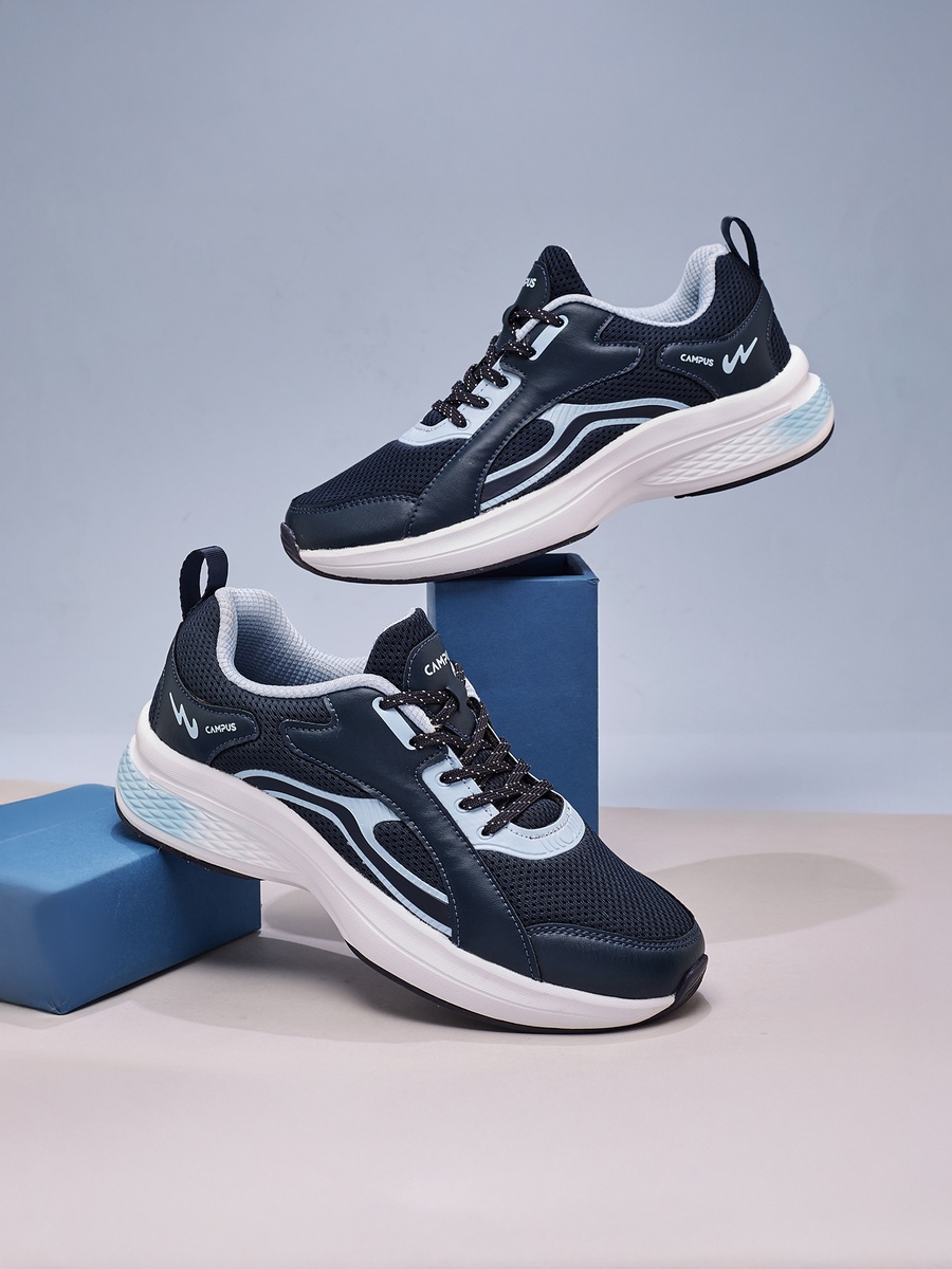 Navy Blue Stream Memory Foam Lace-Up Sneakers
