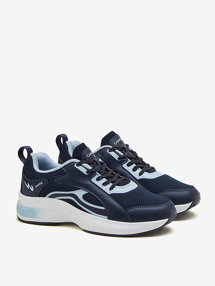 Navy Blue Stream Memory Foam Lace-Up Sneakers